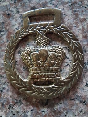 Vintage Crown Brass Bridle Rosette